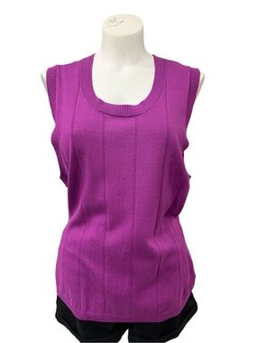 Lopez Sleeveless Scoop-Neck Knit Tank in Vibrant Fuchsia Size L
